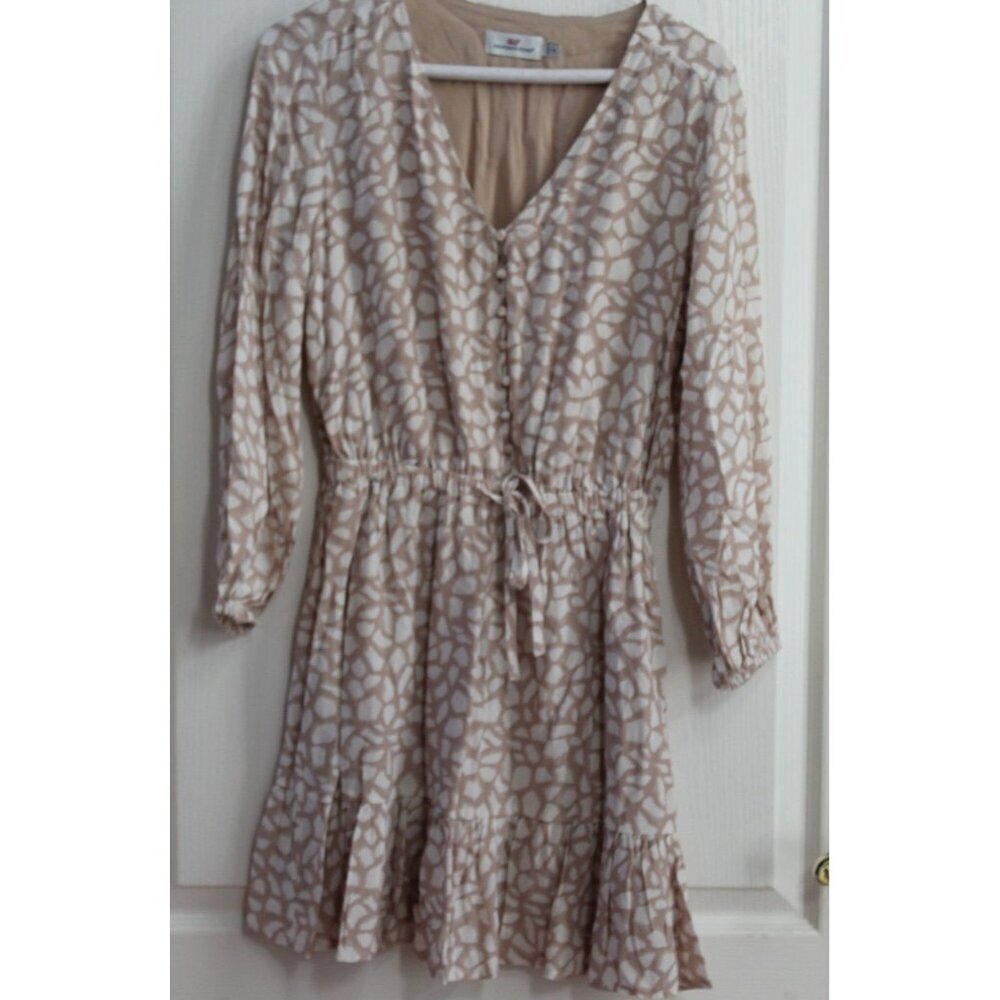 Vineyard Vines Animal Print Geo Tie Waist Dress Size Extra-Small XS